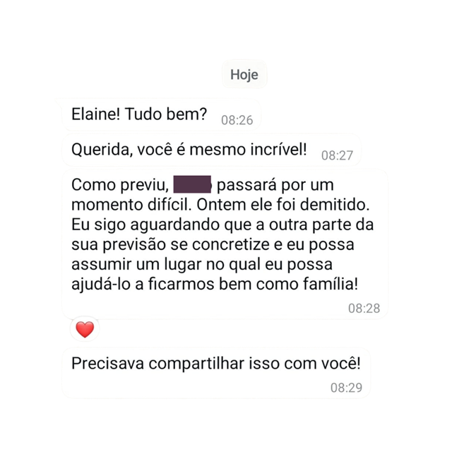 Depoimento recebido no WhatsApp